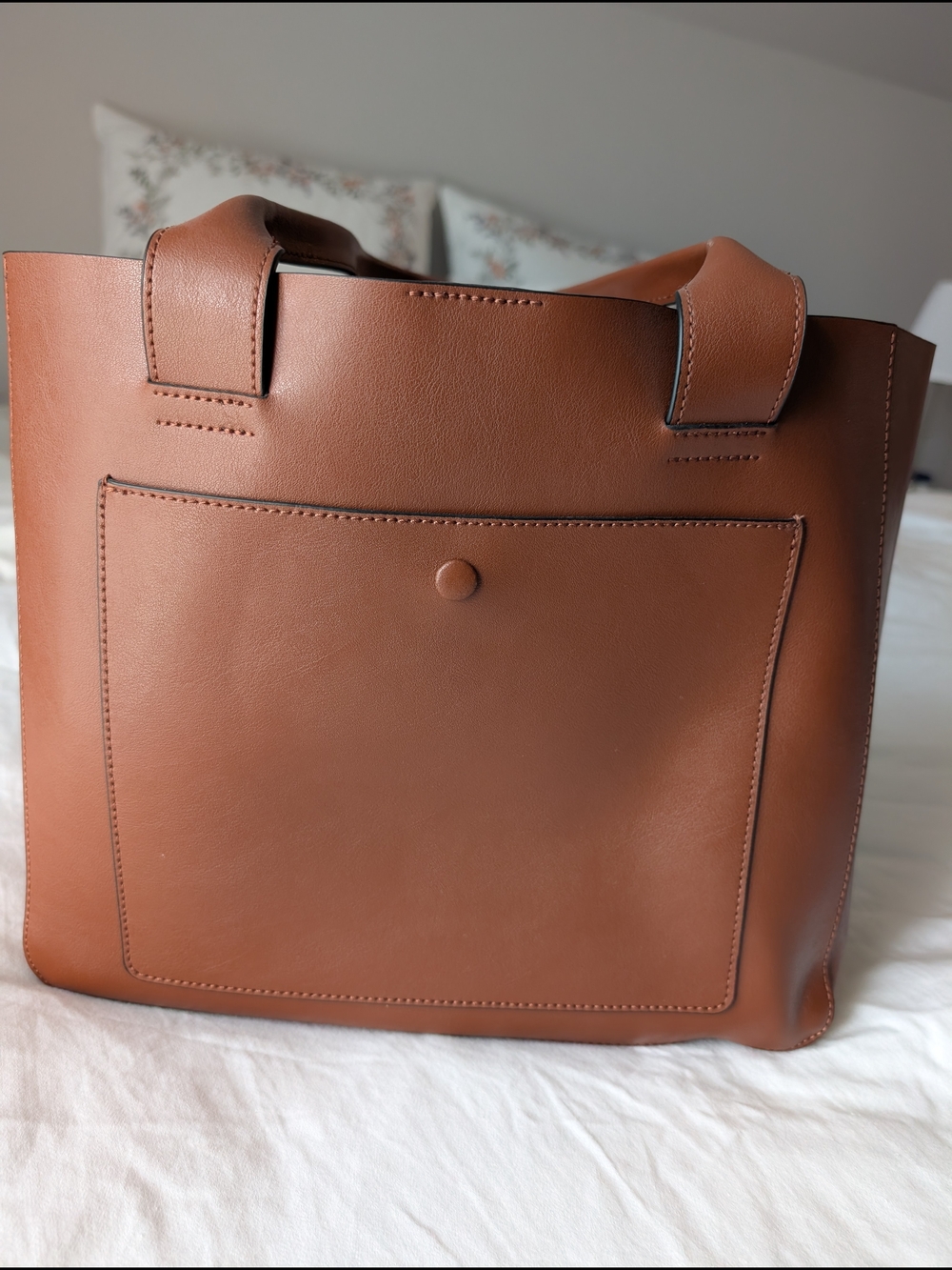 Classic Brown Leather Tote Bag - New Without Tags
